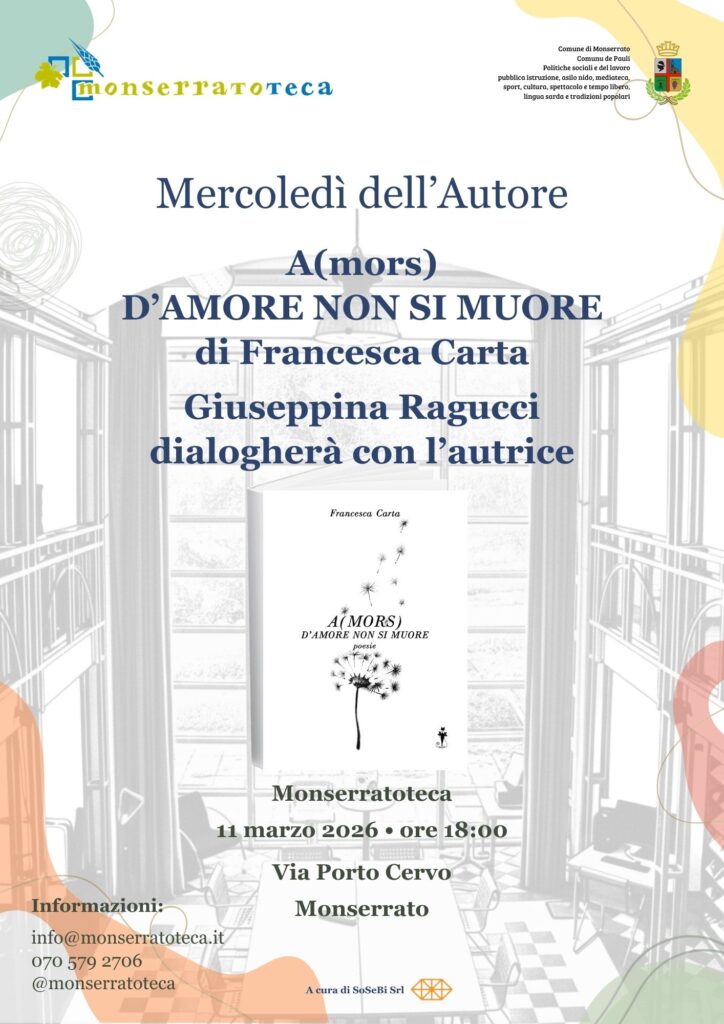 Locandina dell'evento con titolo del livro