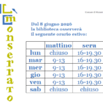 Comunicazione variazione orari di apertura – Periodo Estivo